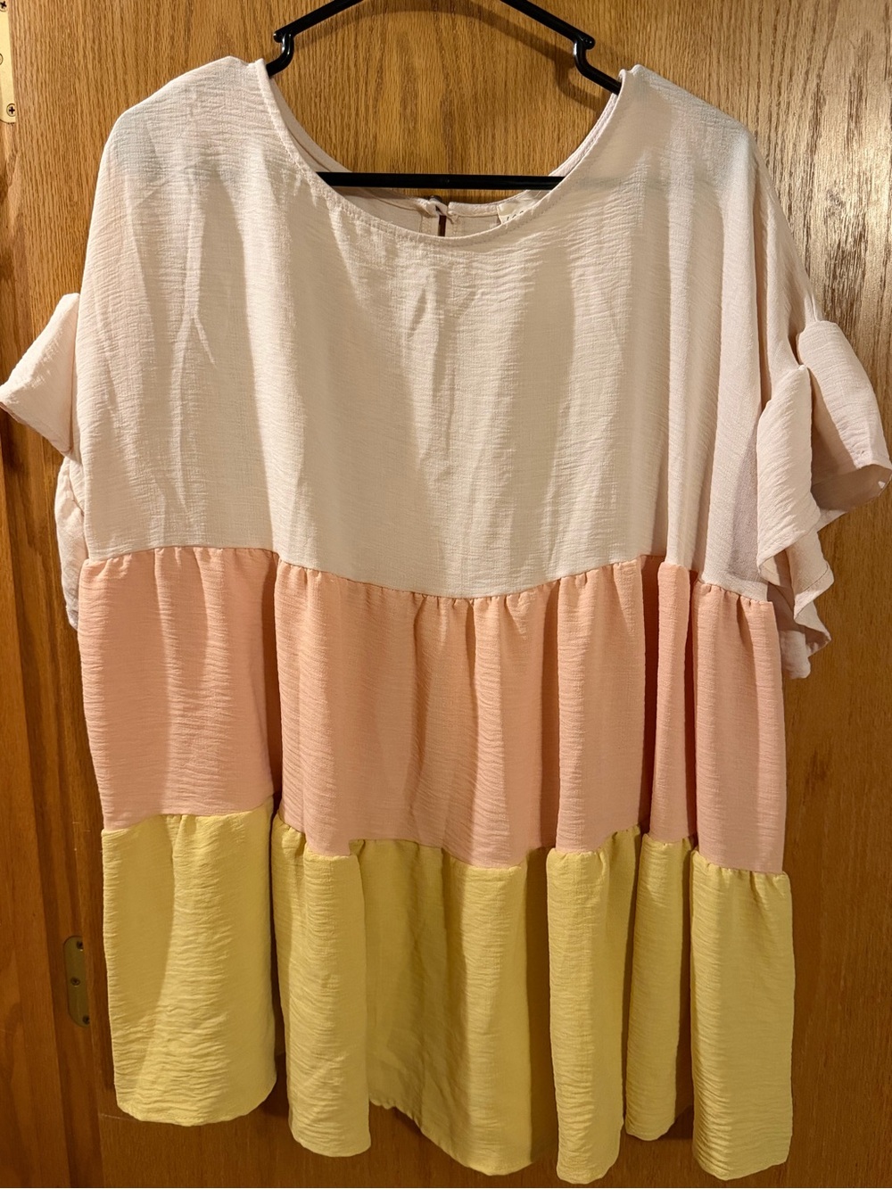 1.4.3. Story by Line Up Colorblock Tiered Tunic in Cream, Pink & Yellow